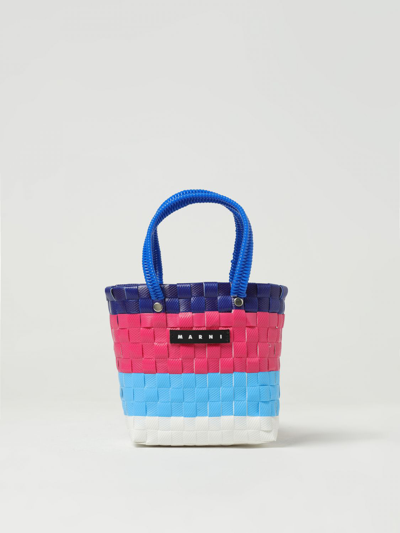 Shop Marni Bag In Woven Polypropylene In Fuchsia