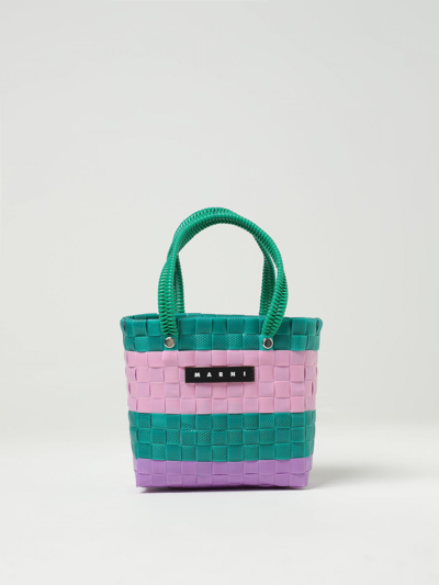 Shop Marni Bag In Woven Polypropylene In Pink
