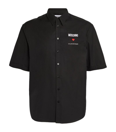 Shop Moschino Cotton Logo Short-sleeve Shirt In Black
