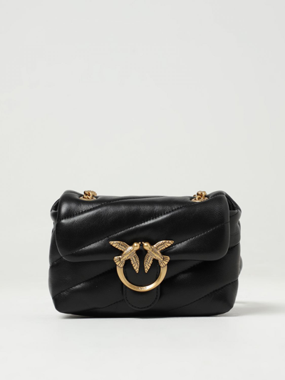 Pinko Love Baby Puff Leather Crossbody Bag In Black