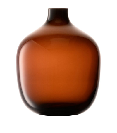 Shop Lsa International Glass Vessel Vase (18cm) In Brown