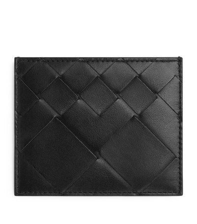 Shop Bottega Veneta Leather Card Holder In Grey