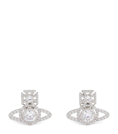 Shop Vivienne Westwood Platinum-plated Brass And Crystal Norabelle Stud Earrings In Silver