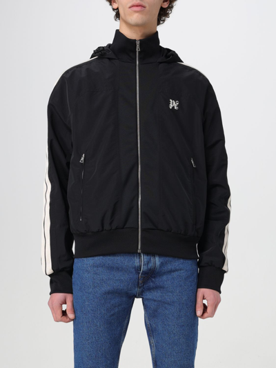 Palm Angels Nylon Blend Windbreaker With Ribbed Cuffs And Stand Collar In Black