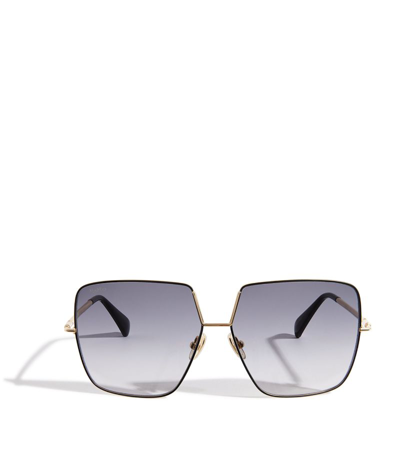 Shop Max Mara Metal Oversized Sunglasses In Black