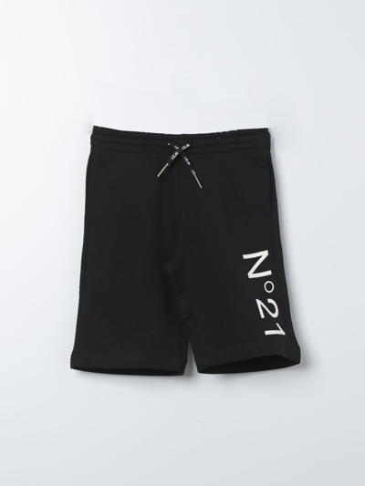 N°21 Kids' Logo Printed Cotton Shorts In Black