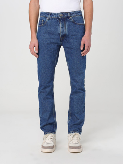 Shop Palm Angels Jeans  Men Color Gnawed Blue