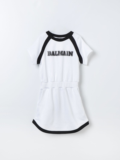 Shop Balmain Dress  Kids Kids Color White