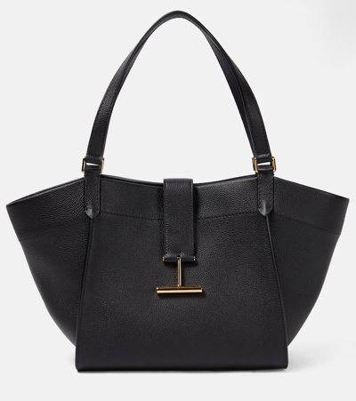Shop Tom Ford Tara Medium Leather Tote Bag In Black