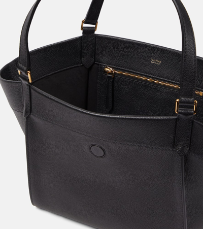 Shop Tom Ford Tara Medium Leather Tote Bag In Black