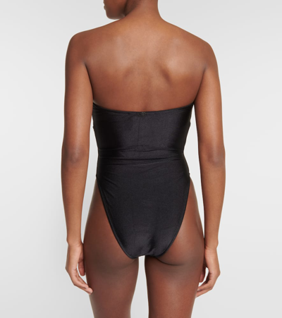 Shop Adriana Degreas Matelassé Strapless Swimsuit In Black