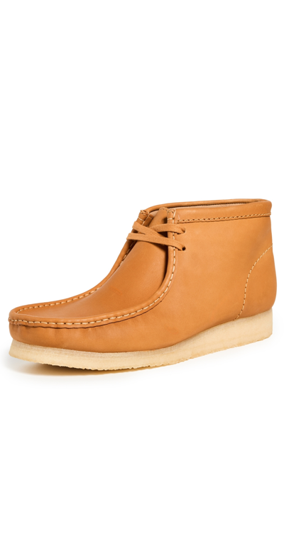 Shop Clarks Wallabee Boots Mid Tan Leather