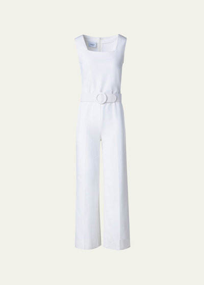 Shop Akris Punto Signature Jersey Jumpsuit With Belt In Cream