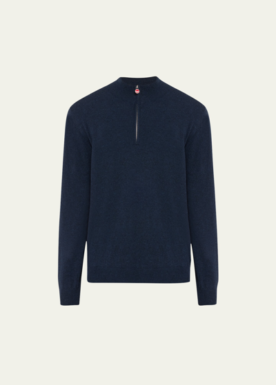 Shop Kiton Men's Cashmere Half-zip Sweater In Navy
