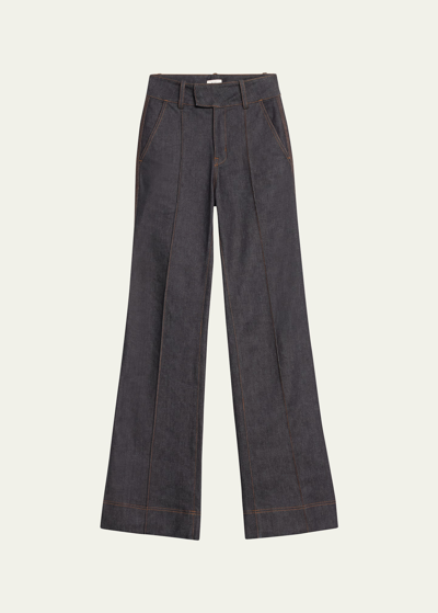 Shop A.l.c Simon Wide-leg Pintuck Jeans In Raw Denim