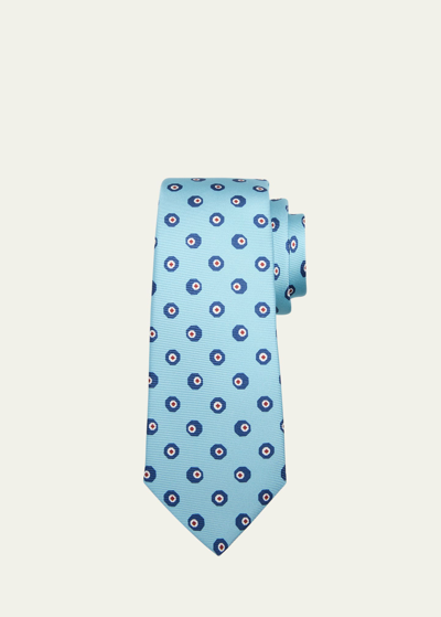 Shop Kiton Men's Silk Polka Dot-print Tie In Blu