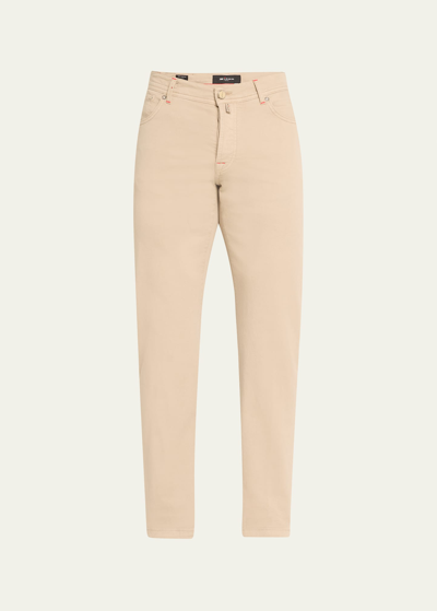 Shop Kiton Men's Slim Fit Cotton-stretch 5-pocket Pants In Beige