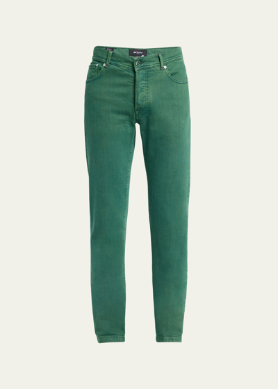 Shop Kiton Men's Slim Fit Denim 5-pocket Pants In Dk Grn