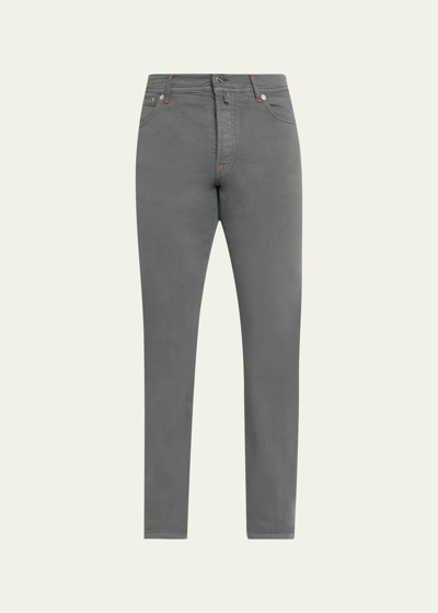 Shop Kiton Men's Slim Fit Cotton-stretch 5-pocket Pants In Dk Gry