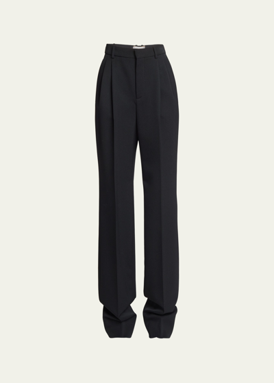 Shop Saint Laurent Tailored Straight-leg Trousers In Nero