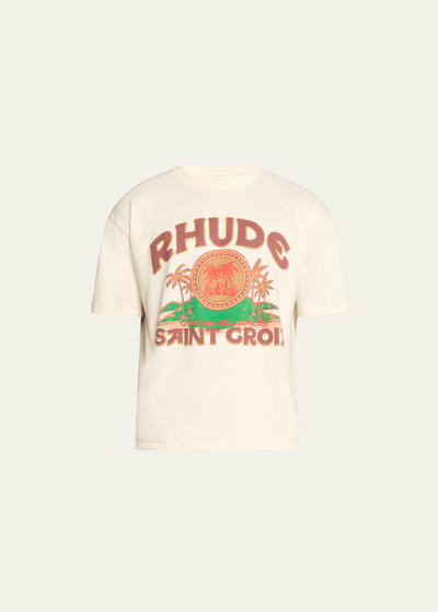 Shop Rhude Men's Saint Croix Jersey T-shirt In Vtg White