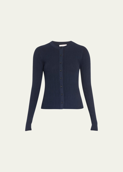 Shop A.l.c Fisher Textured Cardigan In Navy