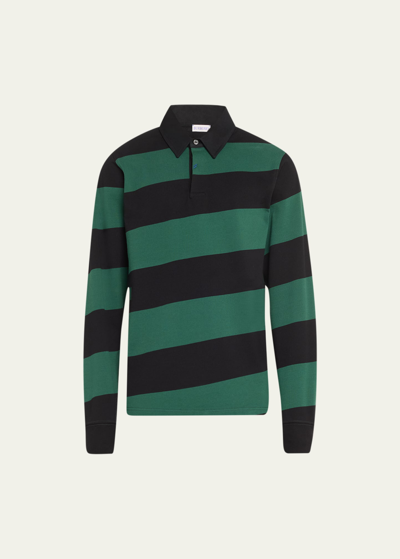 Shop Burberry Men's Diagonal Block Stripe Polo Shirt In Black Ip Design