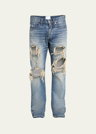 Shop Rhude Men's Beach Bum Blowout Jeans In Dark Indigo