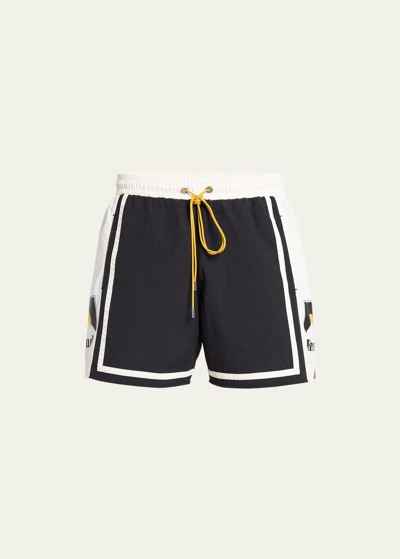 Shop Rhude Men's Moonlight Bicolor Nylon Shorts In Black/ivory
