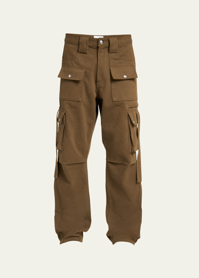 Shop Rhude Men's Baggy Twill Multi-pocket Cargo Pants In Olive