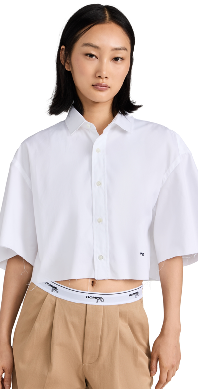 Shop Hommegirls Oversized Crop Shirt White