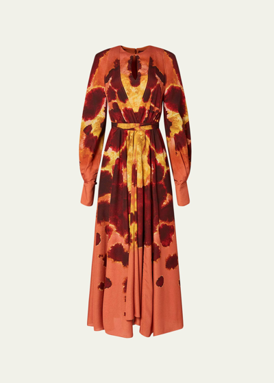 Shop Altuzarra Peirene Dyed Maxi Dress In Orange Ochre