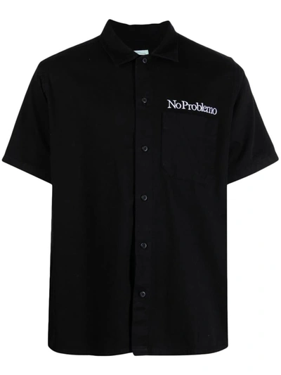 Aries Black Shirt With Embroidery In Black