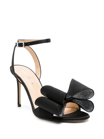 Mach&mach Satin Le Cadeau Sandals With Double Bow In Black