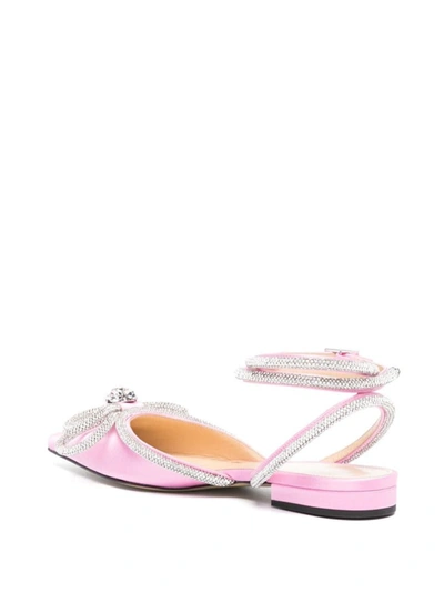 Shop Mach & Mach Double Bow Satin Slingback Ballet Flats In Pink