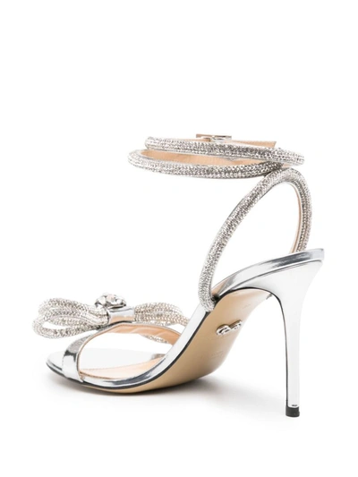 Shop Mach & Mach Double Bow High Heel Sandals In Silver