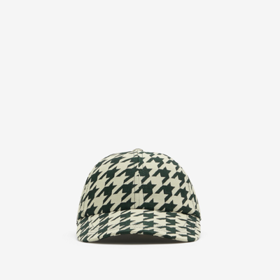 Shop Burberry Houndstooth Baseball Cap In Ivy