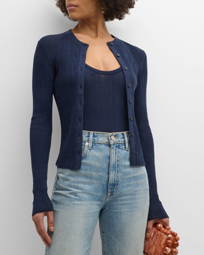 Shop A.l.c Fisher Textured Cardigan In Navy