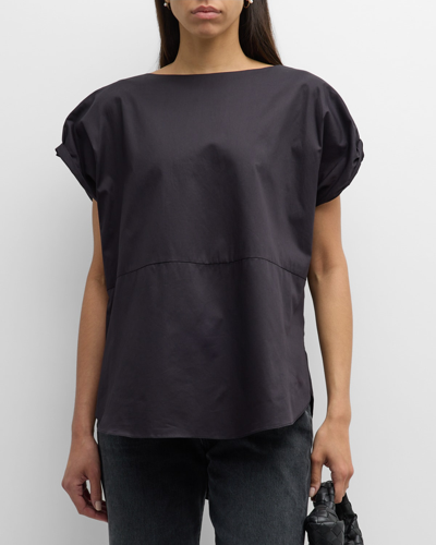 Shop Harshman Monnier Twist-back Woven Cotton Blouse In Black
