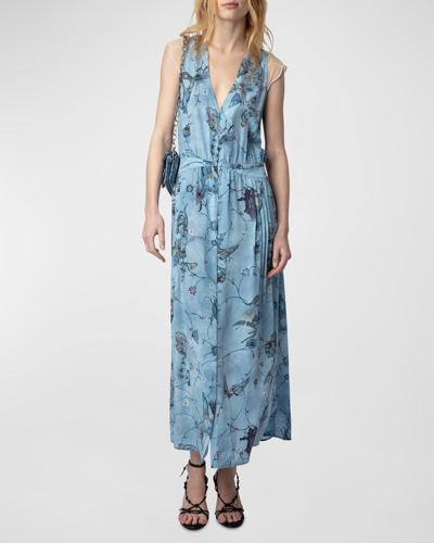 Shop Zadig & Voltaire Rolanys Holly Crepe De Chine Button-front Maxi Dress In Glacier