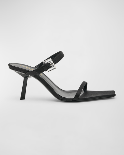 Shop Saint Laurent Hope Crystal-buckle Slingback Sandals In Black