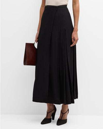 Shop Totême Pleated Wrap Maxi Skirt In Black