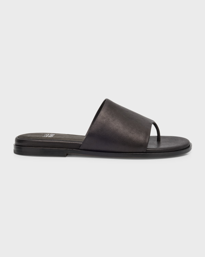 Shop Eileen Fisher Kore Leather Flat Thong Sandals In Black