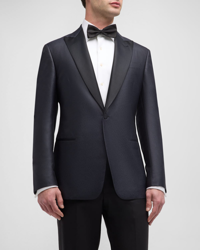 Shop Giorgio Armani Men's Textured Dinner Jacket In Bright Blue