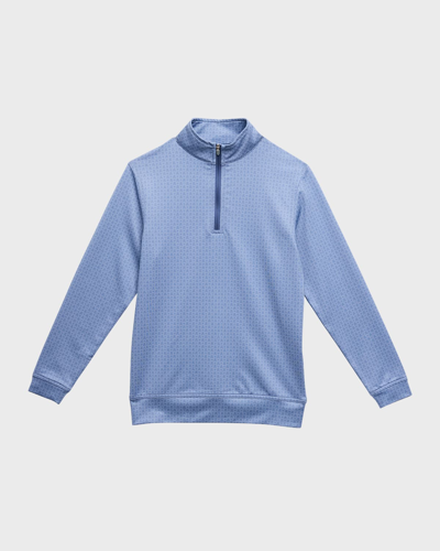 Shop Peter Millar Boy's Perth Youth Skull In One Long-sleeve Performance Shirt In Infinity