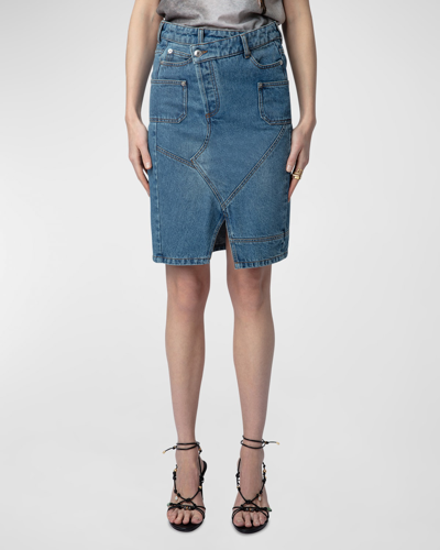 Shop Zadig & Voltaire Jinko Asymmetric Denim Skirt In Light Blue