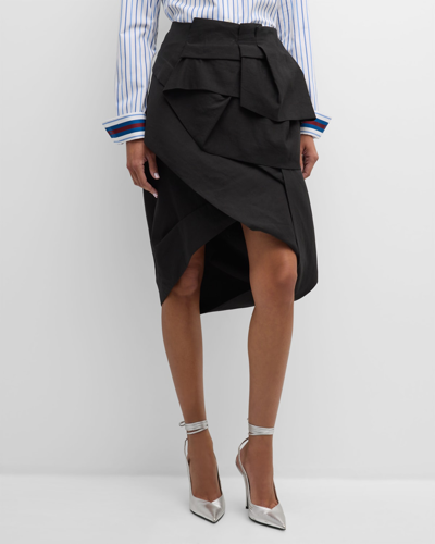 Shop Dries Van Noten Sispy Tiered Ruffle Wrap Skirt In Black