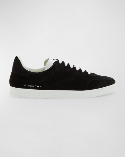 Shop Givenchy Men's City Suede Low-top Sneakers In Black