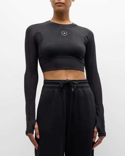 Shop Adidas By Stella Mccartney Truestrength Yoga Crop Top In Black