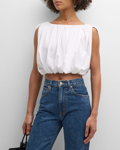 Shop A.l.c Nell Sleeveless Blouson Crop Top In White
